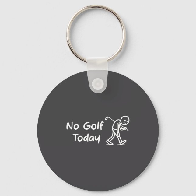 No Golf Today Funny Sad Graphic Stickman Golfer Fi Nyckelring (Framsida)