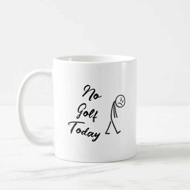 No Golf Today Funny Sad Stickman Meme Golfer Kaffemugg (Vänster)