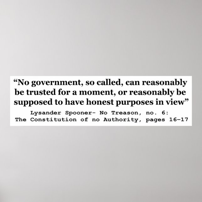 No government Can Reasonably Be Trusted Poster (Framsidan)