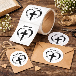 No Greater Love Heart Cross Black Runt Klistermärke