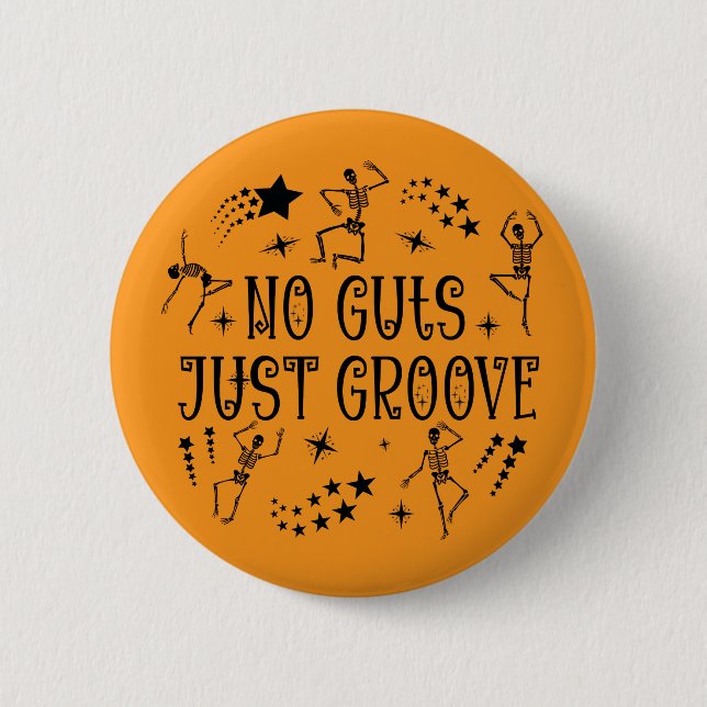 No Guts Just Groove Halloween Dancing Skeletons  Knapp (Framsida)