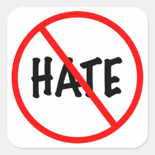 No Hate Fyrkantigt Klistermärke