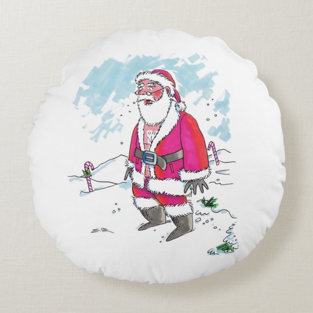 No Ho Ho Ho round grönt poly-kudde Rund Kudde (Framsidan)