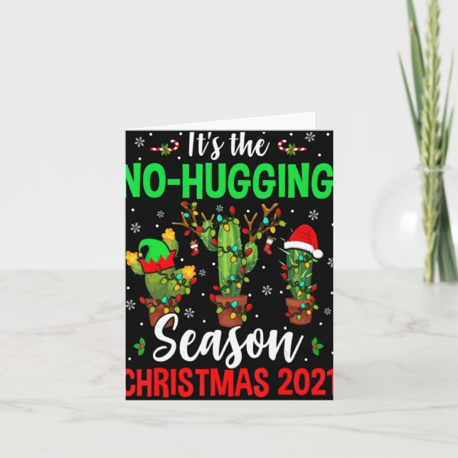 No Hugging Season Xmas 2021 Elf Reindeer Santa Ca  Kort (Framsida)