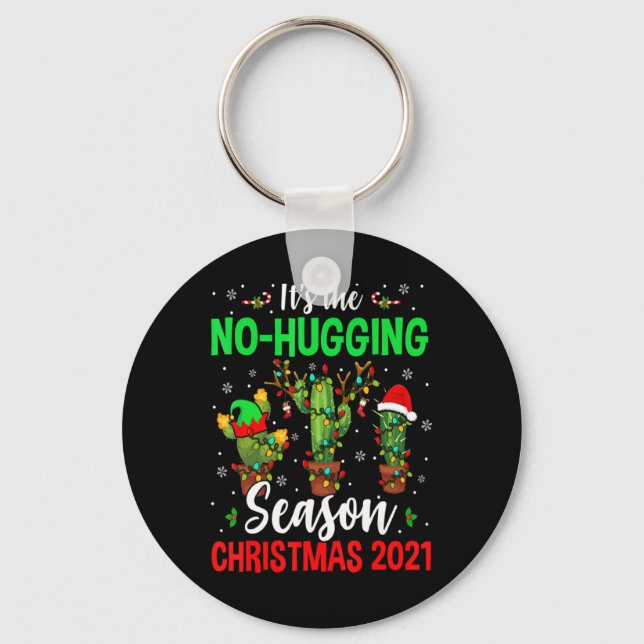 No Hugging Season Xmas 2021 Elf Reindeer Santa Ca  Nyckelring (Framsida)