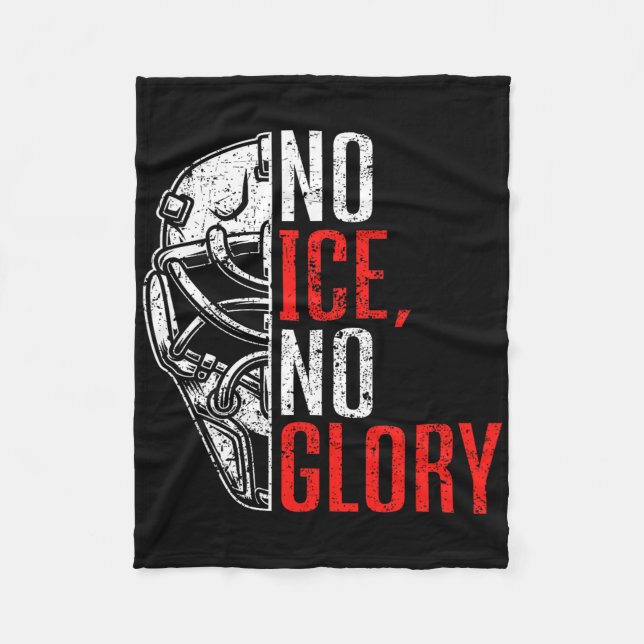 No Ice No Glory Funny Ice Hockey  Fleecefilt (Framsidan)