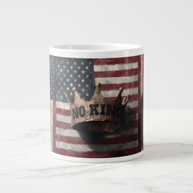 No King – Distressed Crown with American Flag Jumbo Mugg (Framsidan)