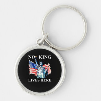 No King Lives in America Freedom Flag Patriotic Rund Silverfärgad Nyckelring