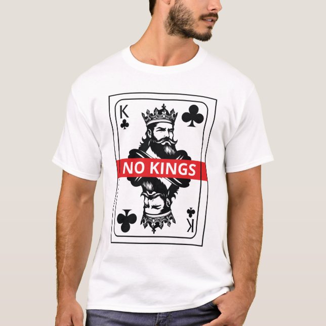 No Kings Club Shirt – Black and White Playing Card T Shirt (Framsida)