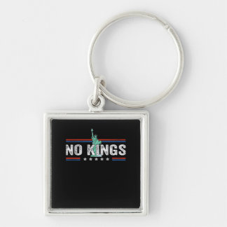No Kings Day Retro Classic Design Fyrkantig Silverfärgad Nyckelring