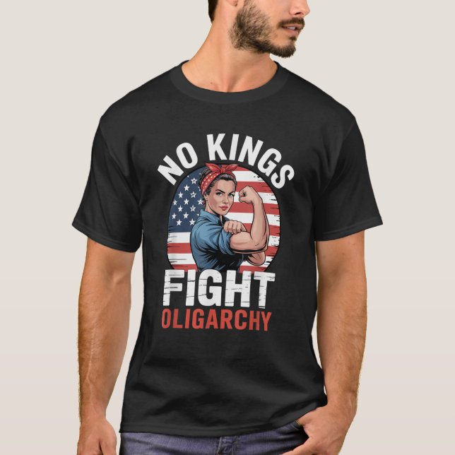 No Kings Fight Oligarchy T-Shirt (Framsida)
