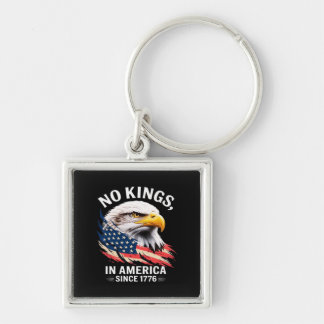 No Kings In America Classic Retro Graphic Design Fyrkantig Silverfärgad Nyckelring