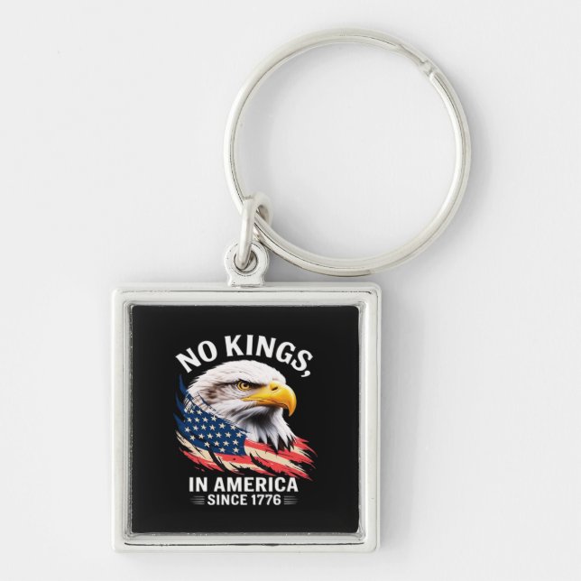 No Kings In America Classic Retro Graphic Design Fyrkantig Silverfärgad Nyckelring (Framsidan)