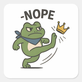 No Kings in America Frog No Kings Democracy Fyrkantigt Klistermärke