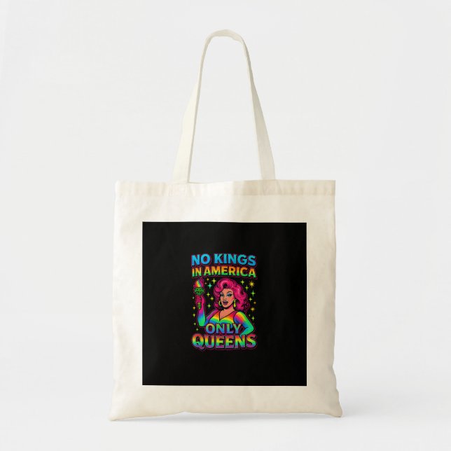 No Kings In America Only Queens Funny Queer Gay Pr Tygkasse (Framsidan)