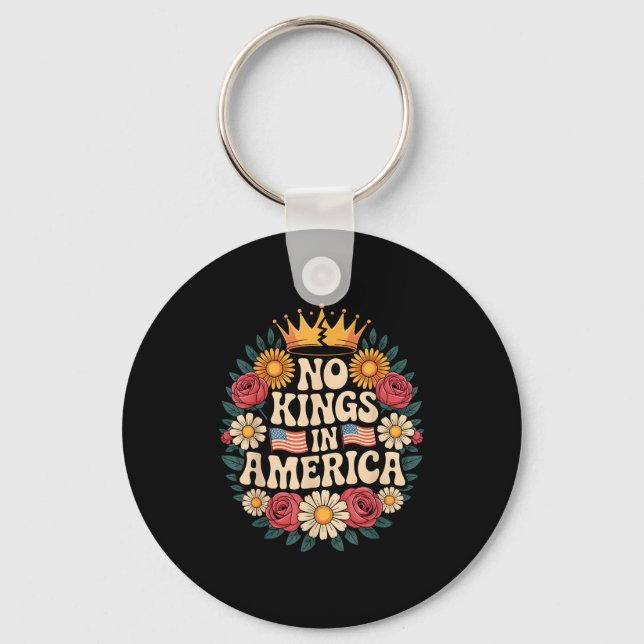 No Kings In America Patriotic Democracy Dom Retro  Nyckelring (Framsida)