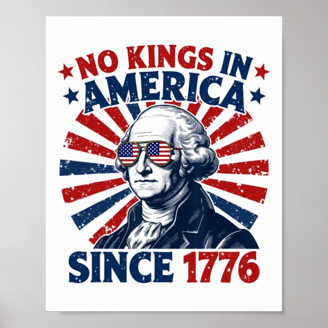 No Kings In America Since 1776 Distressed Flag Usa Poster (Framsidan)