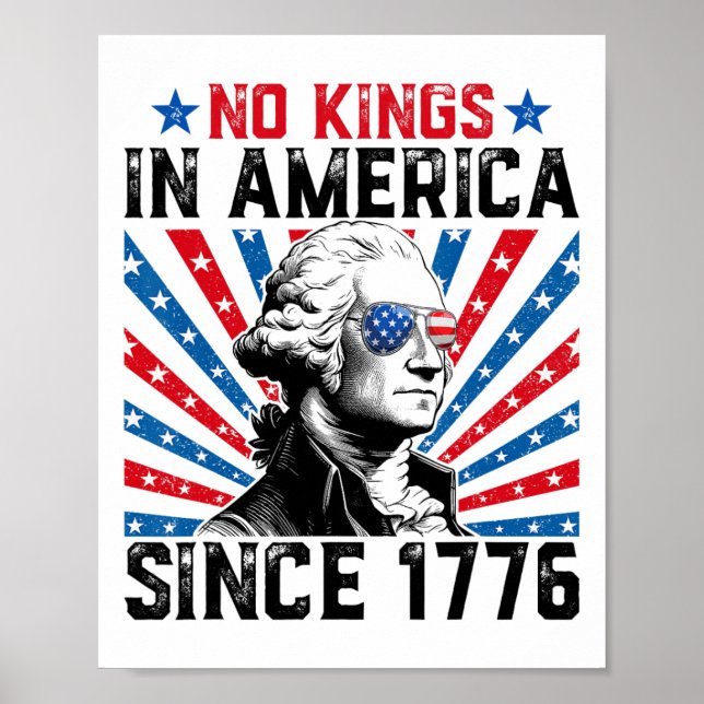 No Kings In America Since 1776 Distressed Usa Flag Poster (Framsidan)