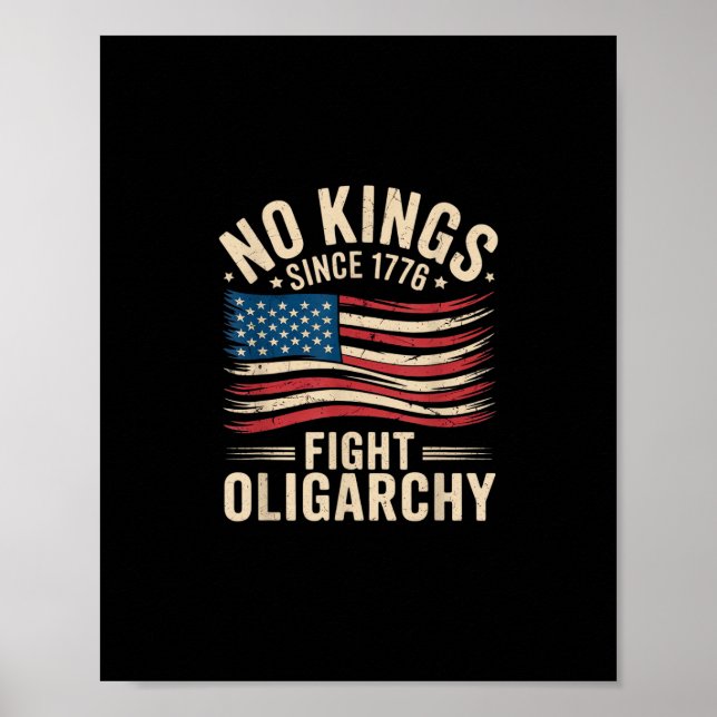 No Kings In America Since 1776  Oligarchy Patrioti Poster (Framsidan)
