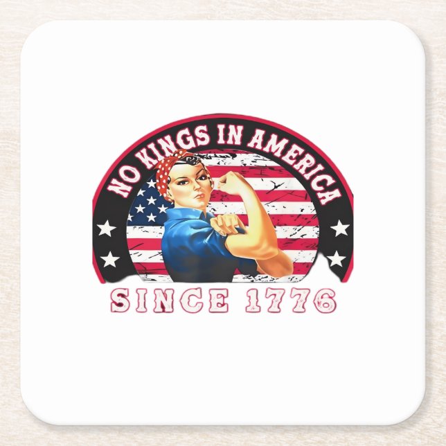 No Kings In America Since 1776 USA Flag Save  Esse Underlägg Papper Kvadrat (Framsidan)