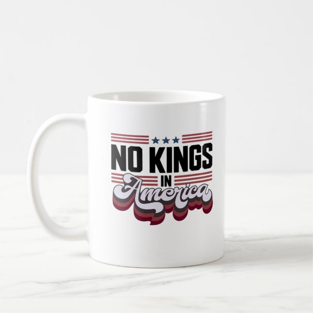 No Kings In America USA Patriotic Design Kaffemugg (Vänster)