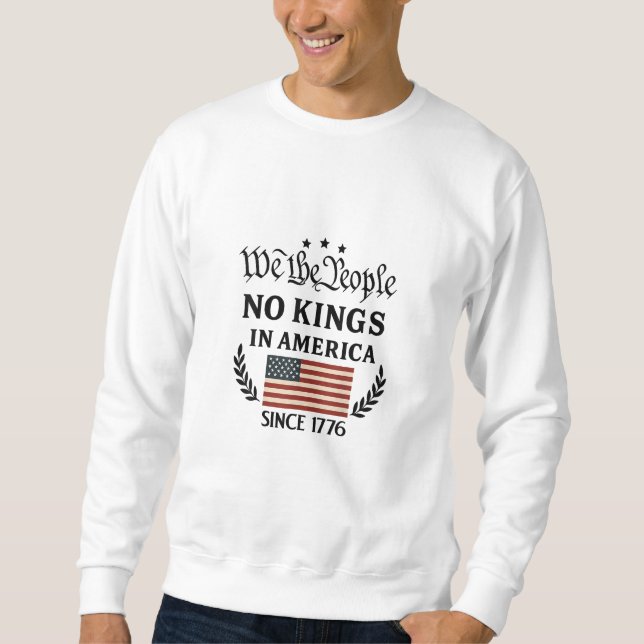 No Kings In America We The People Retro Classic Lång Ärmad Tröja (Framsida)