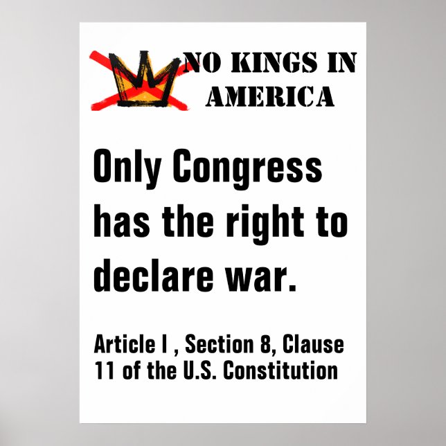 No Kings Protest poster - Right to Declare War (Framsidan)