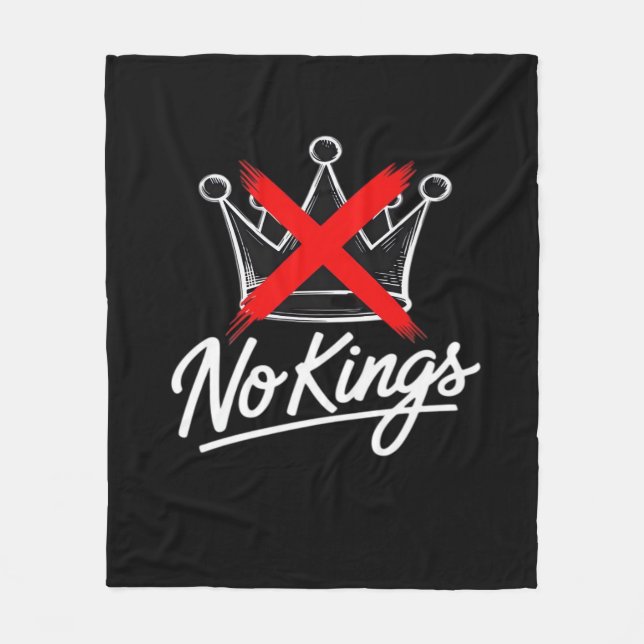 No Kings Simple Crown With Cross Artistic Design Fleecefilt (Framsidan)