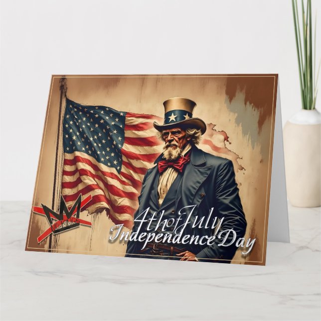 No Kings Uncle Sam Independence Day Art Kort (Framsida)