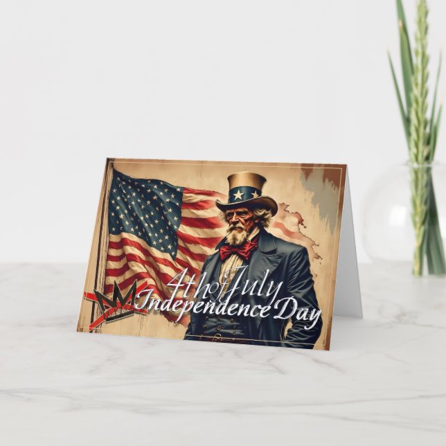 No Kings Uncle Sam Independence Day Art Tack Kort (Framsida)