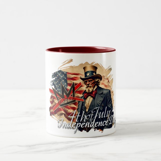 No Kings Uncle Sam Independence Day Art Två-Tonad Mugg (Center)