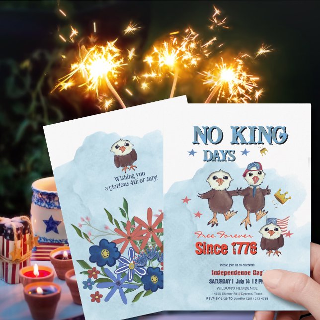 "No Kung Days" Patriotic Eagle Photo Back Inbjudningar (No King Days_ Patriotic Eagle Photo Back Invitation)