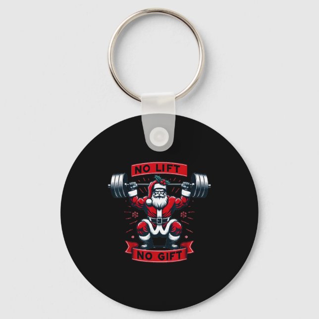 No Lift No Gift Christmas Santa Gym Squat Weightli Nyckelring (Framsida)