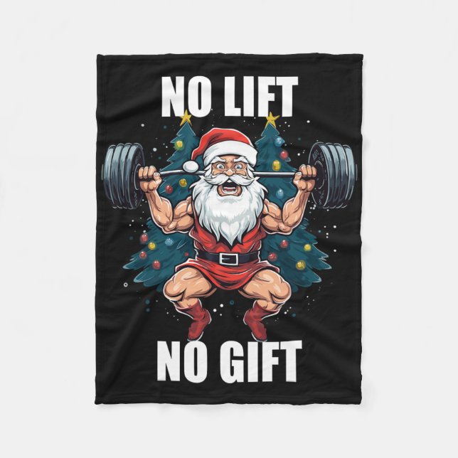 No Lift No Gift Santa Claus Christmas Gym Bodybuil Fleecefilt (Framsidan)