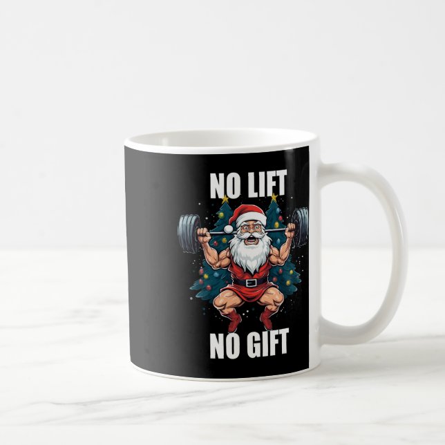 No Lift No Gift Santa Claus Christmas Gym Bodybuil Kaffemugg (Höger)