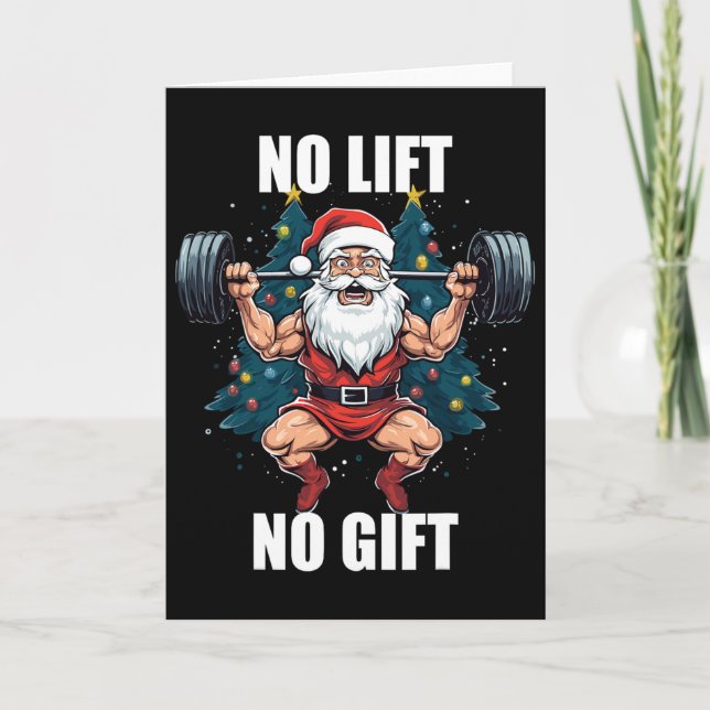 No Lift No Gift Santa Claus Christmas Gym Bodybuil Kort (Framsida)