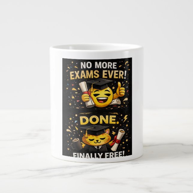 No More Exams Ever Funny Graduation Jumbo Mugg (Framsidan)