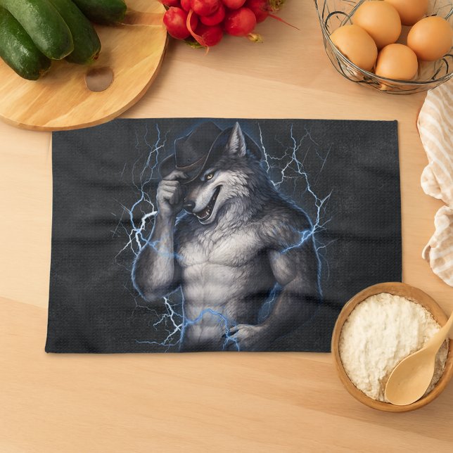 No More Mr Nice Guy Funny Alpha Wolf Meme Brainrot Kökshandduk (Skapare uppladdad)