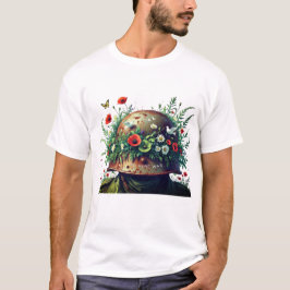 No More War: Peace Helmet Floral Design T Shirt