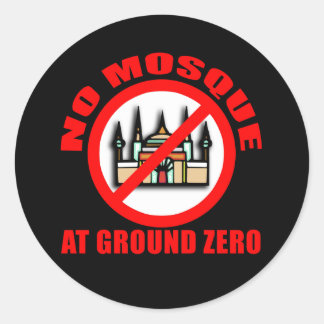 NO MOSQUE at Ground Zero Tshirts, Buttons Runt Klistermärke