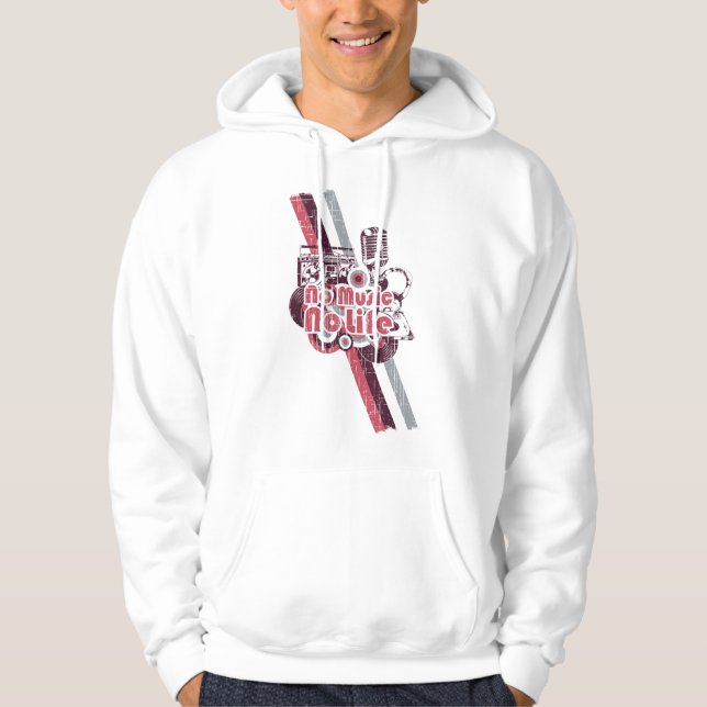 No Music No Life - Retro Vibes für Musikfans Hoodie (Framsida)