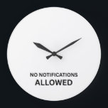 No Notifications Allowed Minimalist Technical Stor Klocka<br><div class="desc">Synchronize your focus blocks. A sleek,  high-contrast wall clock featuring bold technical typography,  designed for the studio where time is the only allowed metric.</div>