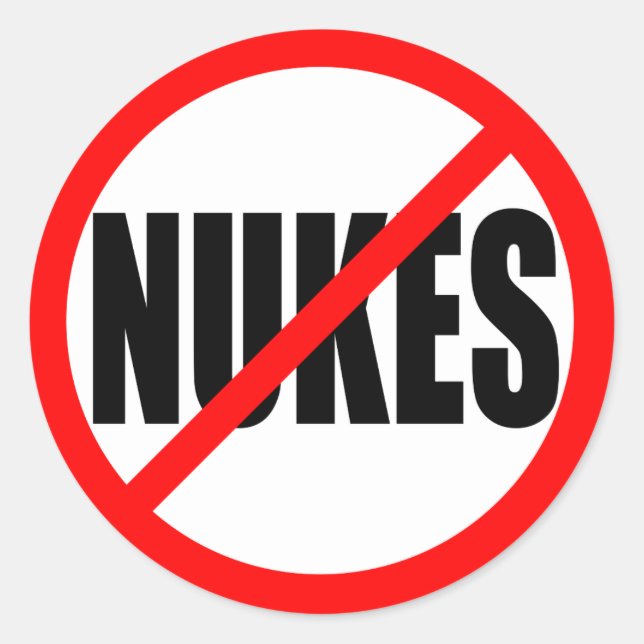 ’NO NUKES’ RUNT KLISTERMÄRKE (Framsida)