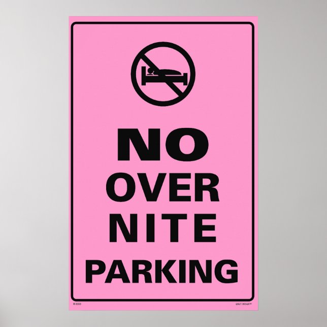 No over Nite Parking - Rosa Poster (Framsidan)