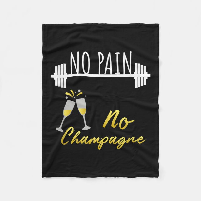 No Pain No Champagne Gym Motivation For Women  Fleecefilt (Framsidan)
