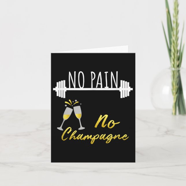 No Pain No Champagne Gym Motivation For Women  Kort (Framsida)