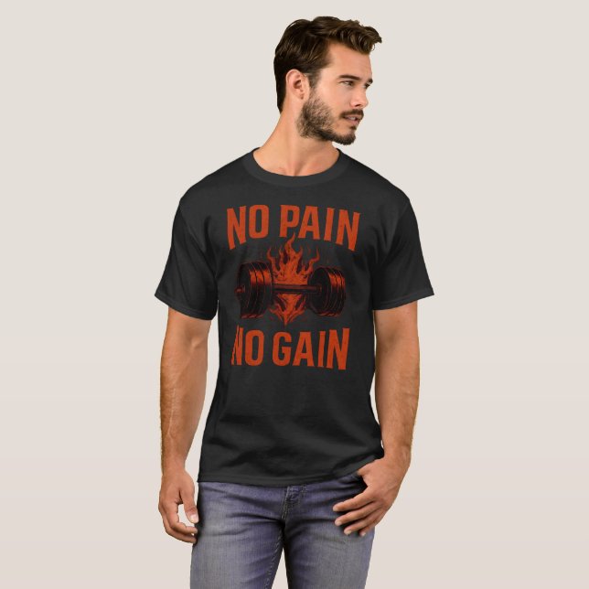 No Pain No Gain – Classic Gym Motivation Tee (Hel framsida)