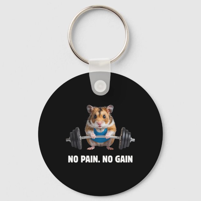 No Pain No Gain Funny Hamster Gym Workout And Fitn Nyckelring (Framsida)