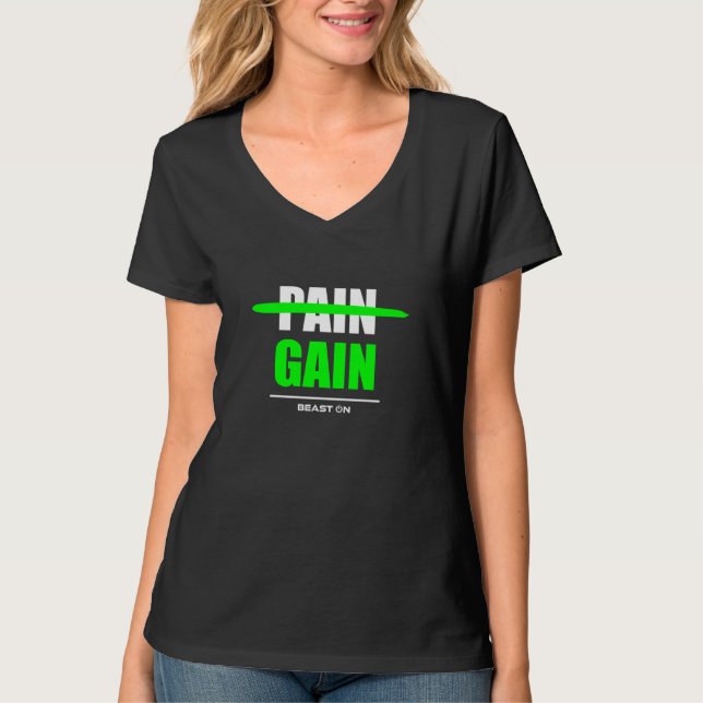 No Pain no Gain green Workout Fitness Motivation G T Shirt (Framsida)
