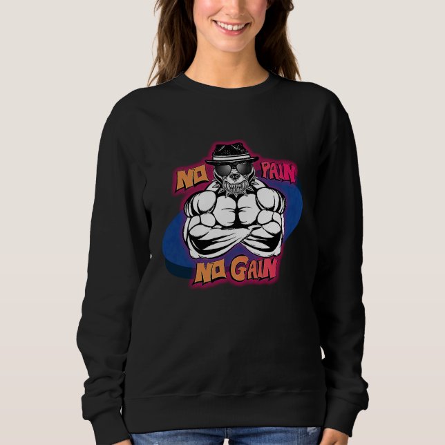 No Pain No gain GYM Pitbull Brave T Shirt (Framsida)